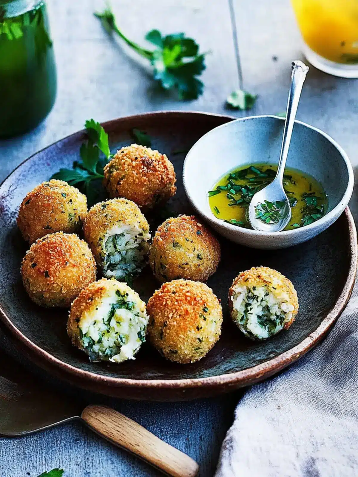Chicken Kiev balls with tarragon-garlic butter