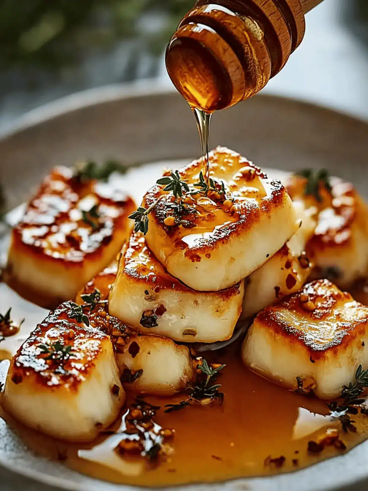 Golden Halloumi with Honey & Thyme