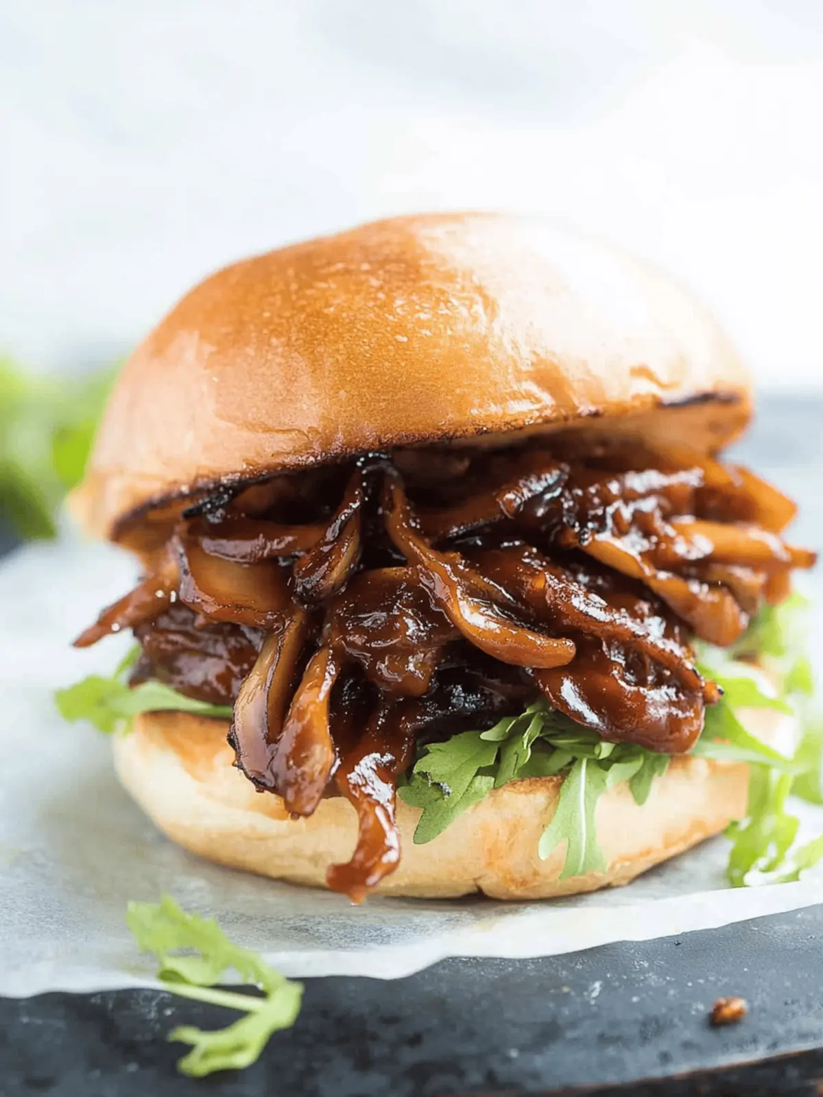 Savory Pulled Shiitake Mushroom BBQ Sandwich Delight 4 Pulled Shiitake Mushroom BBQ Sandwich
