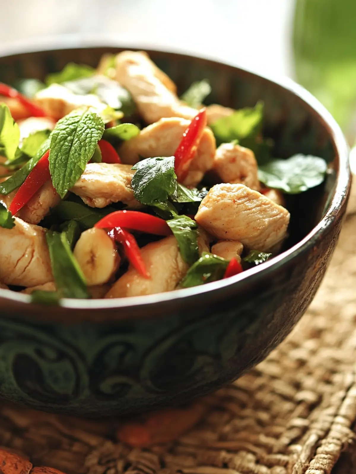 Thai-Style Spicy Chicken, Banana Blossom, and Herb Salad