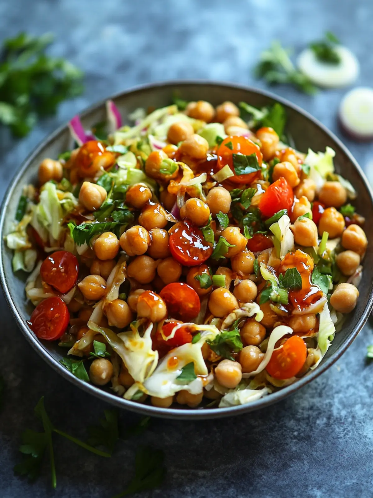 Spicy Glazed Chickpea Napa Cabbage Salad