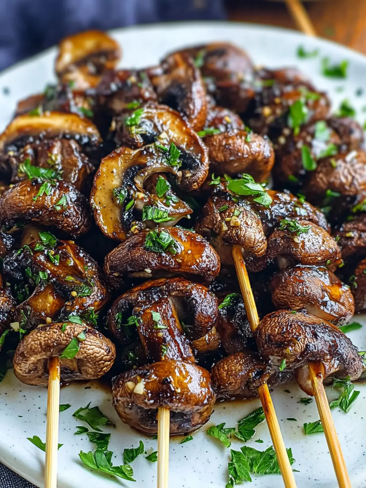 Balsamic Garlic Grilled Mushroom Skewers