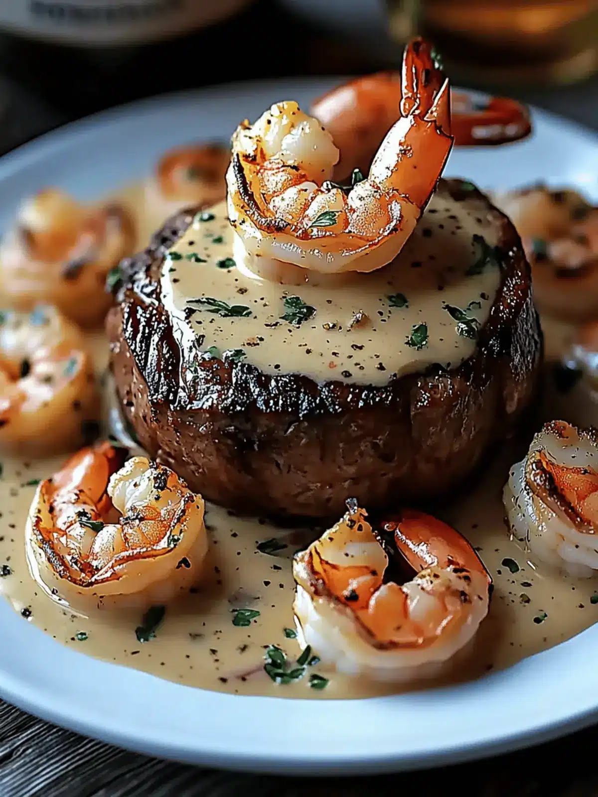 Filet Mignon with Shrimp and Lobster Cream Sauce