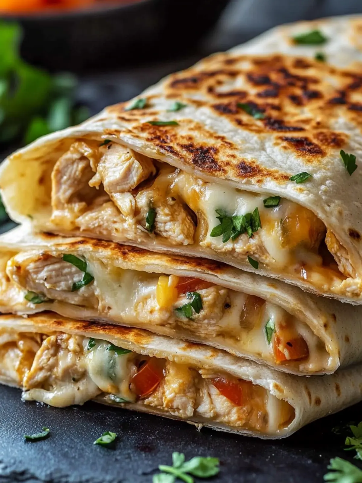 Cheesy Garlic Chicken Wraps