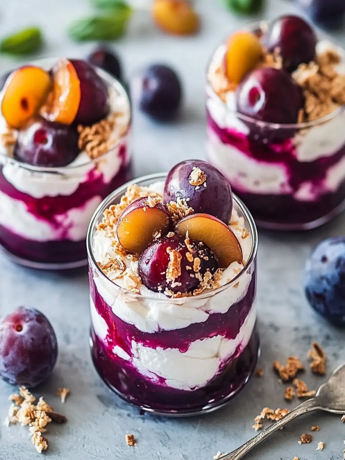 Poached Plum Coconut Cream Parfaits
