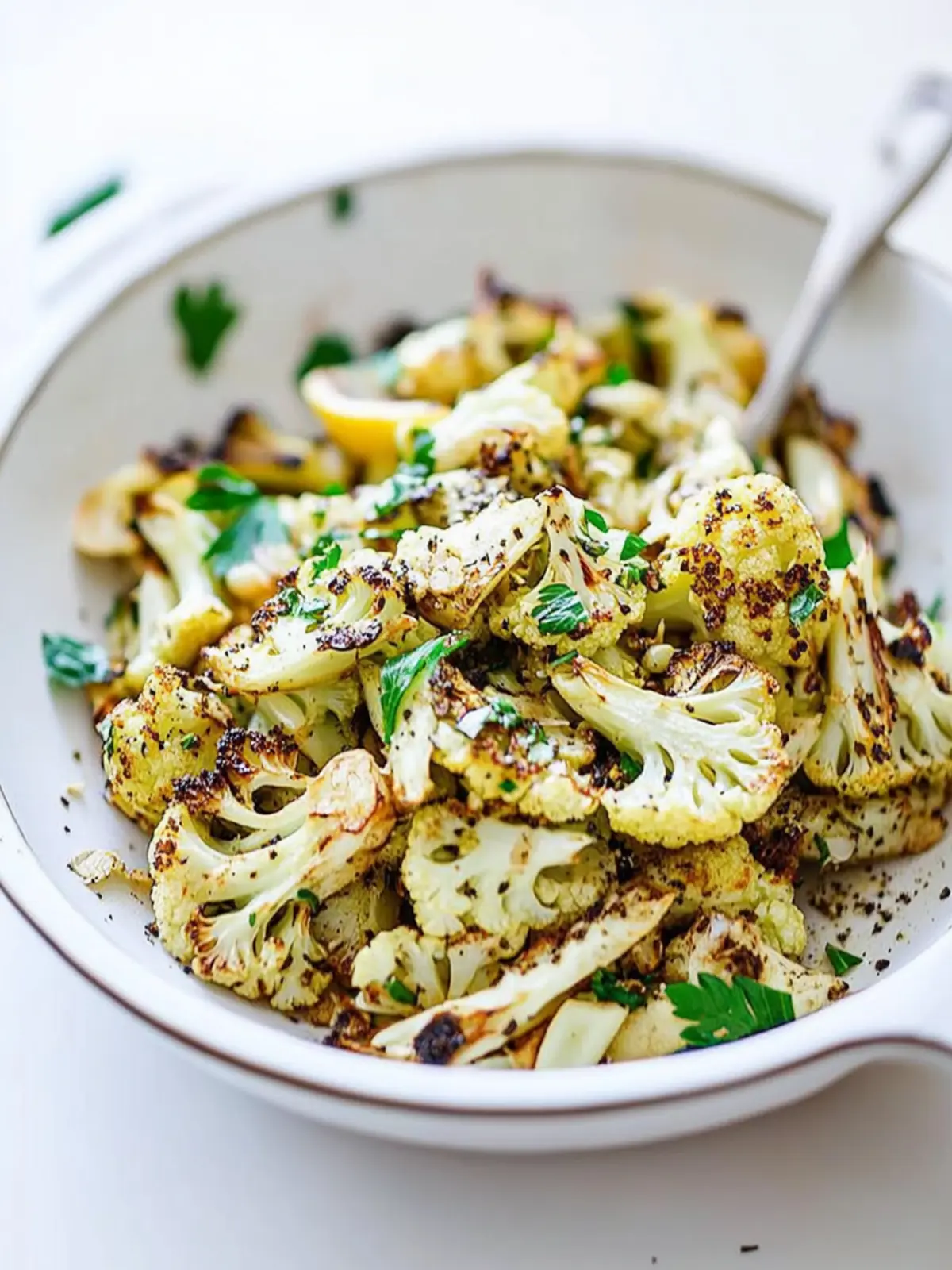 Roasted Cauliflower with Garlic, Lemon and Parsley