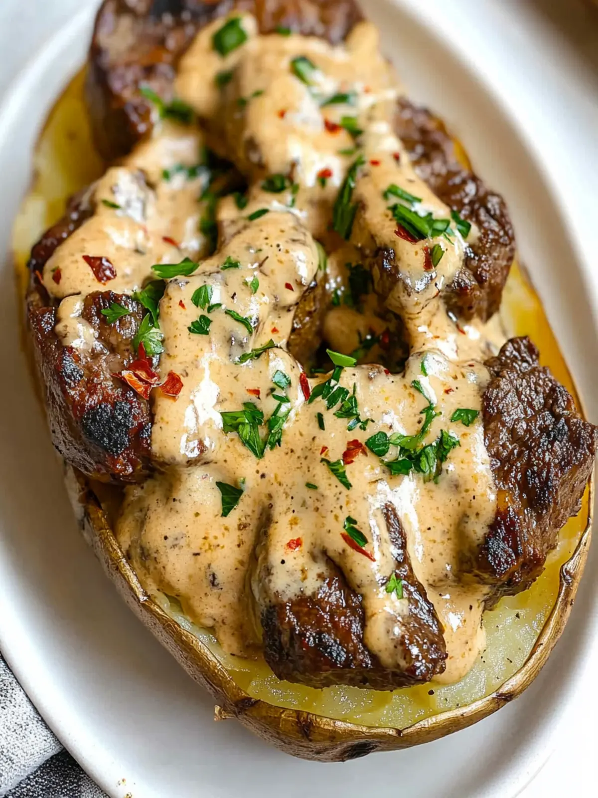 Loaded Baked Potato with Steak Bites