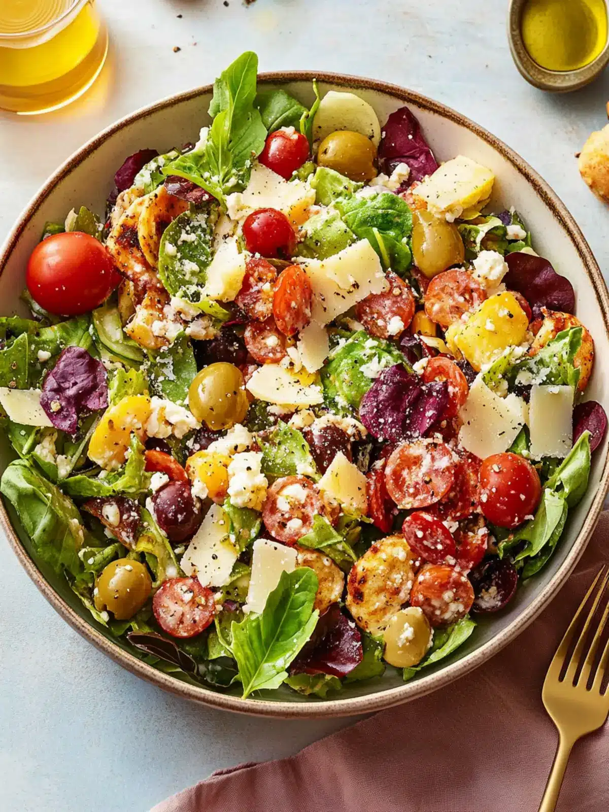 Pizza Salad with Creamy Parmesan Vinaigrette