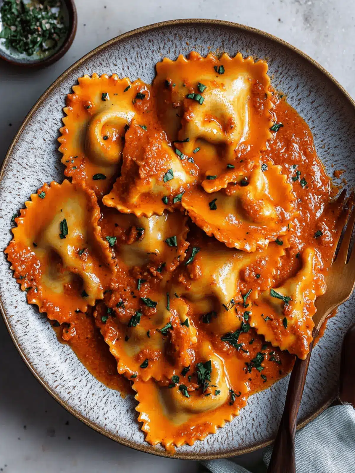 Ravioli With Creamy Harissa Sauce for a Quick Flavor Boost 2 Raviolis With Creamy Harissa Sauce