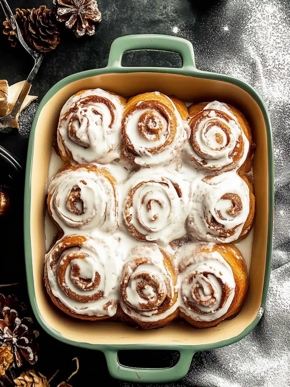 Frosted Gingerbread Cinnamon Rolls