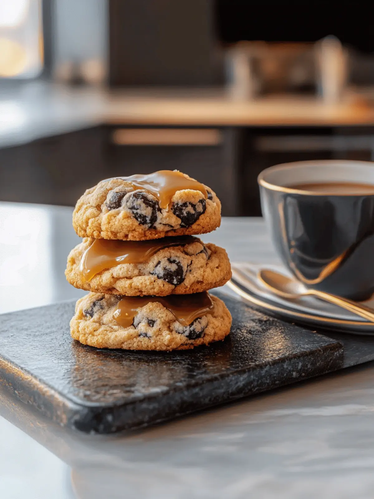 Caramel Stuffed NYC Cookies