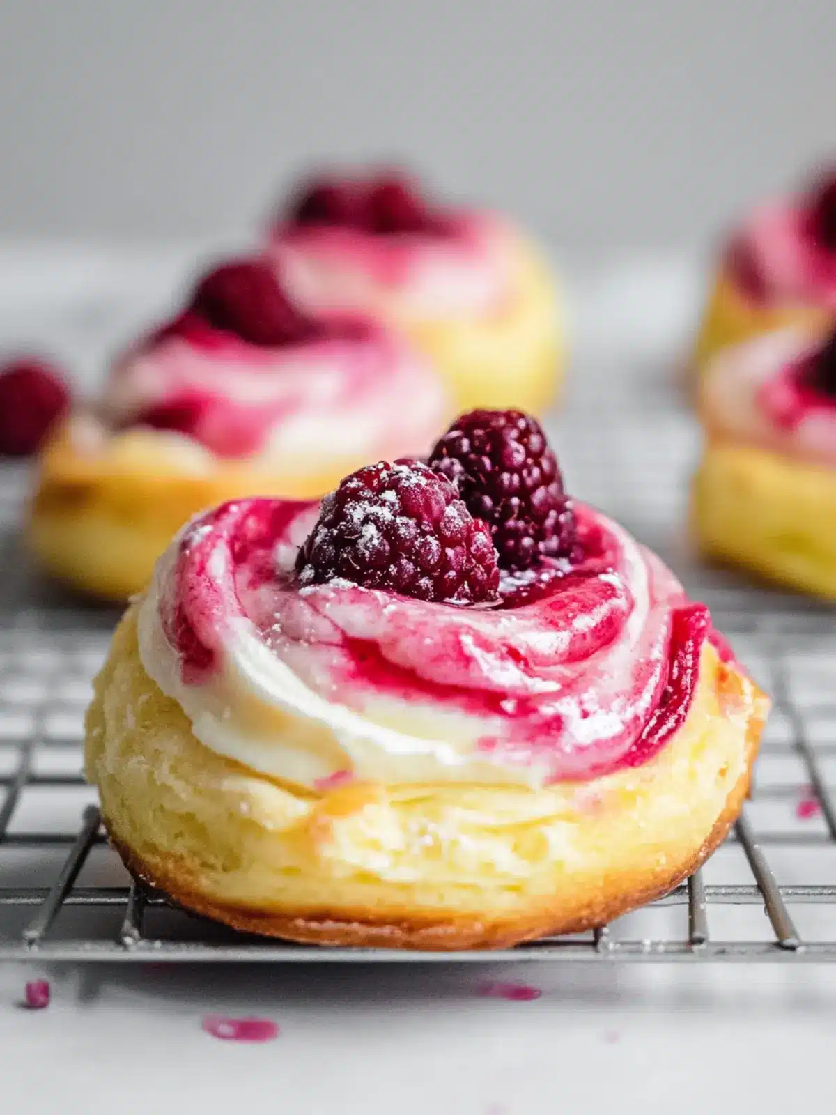 Lagkagesnegle (Raspberry Swirls with Vanilla Pastry Cream)
