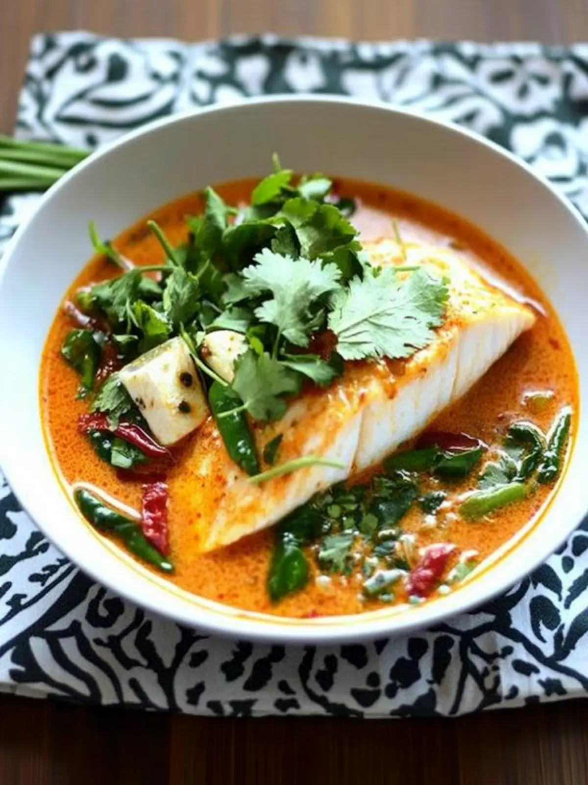 Poached Halibut in Thai Coconut Curry Broth