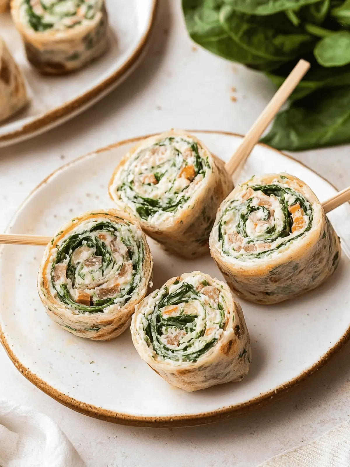 Creamy Spinach Dip Pinwheels Served Cold for Easy Parties