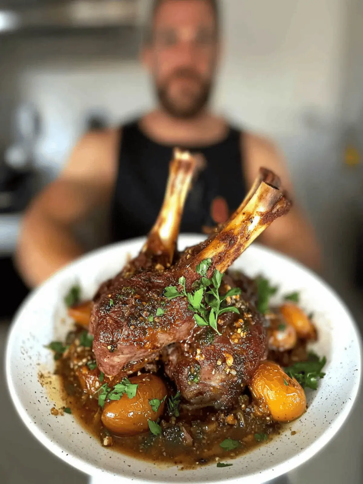 Slow Cooked Lamb Shanks Greek Style