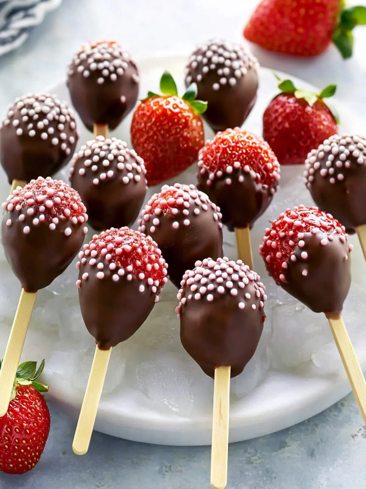 Chocolate Covered Strawberry Pops