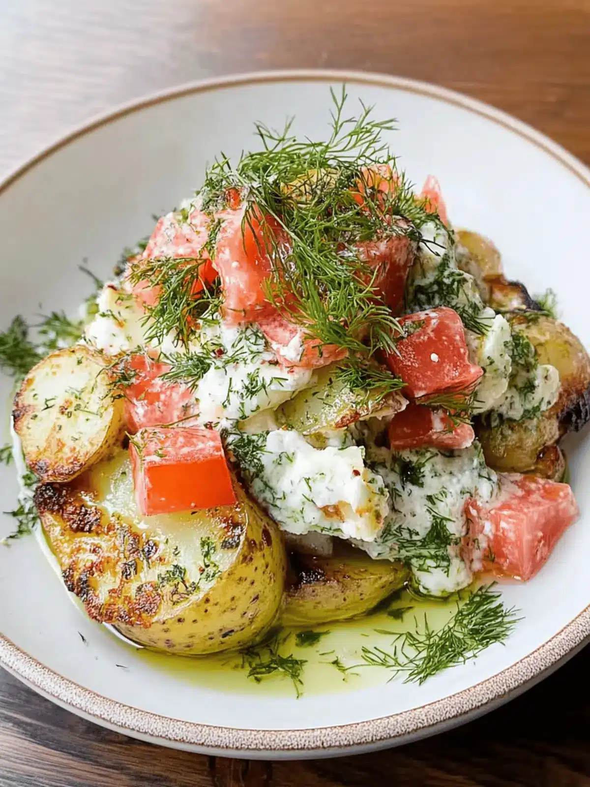 Smashed Potato Salad with Dill Vinaigrette: Crazy Delicious Twist 3 Smashed Potato Salad with Dill Vinaigrette