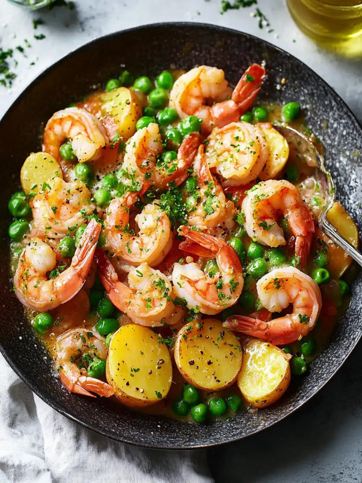 Buttery Shrimp with Peas and Potatoes