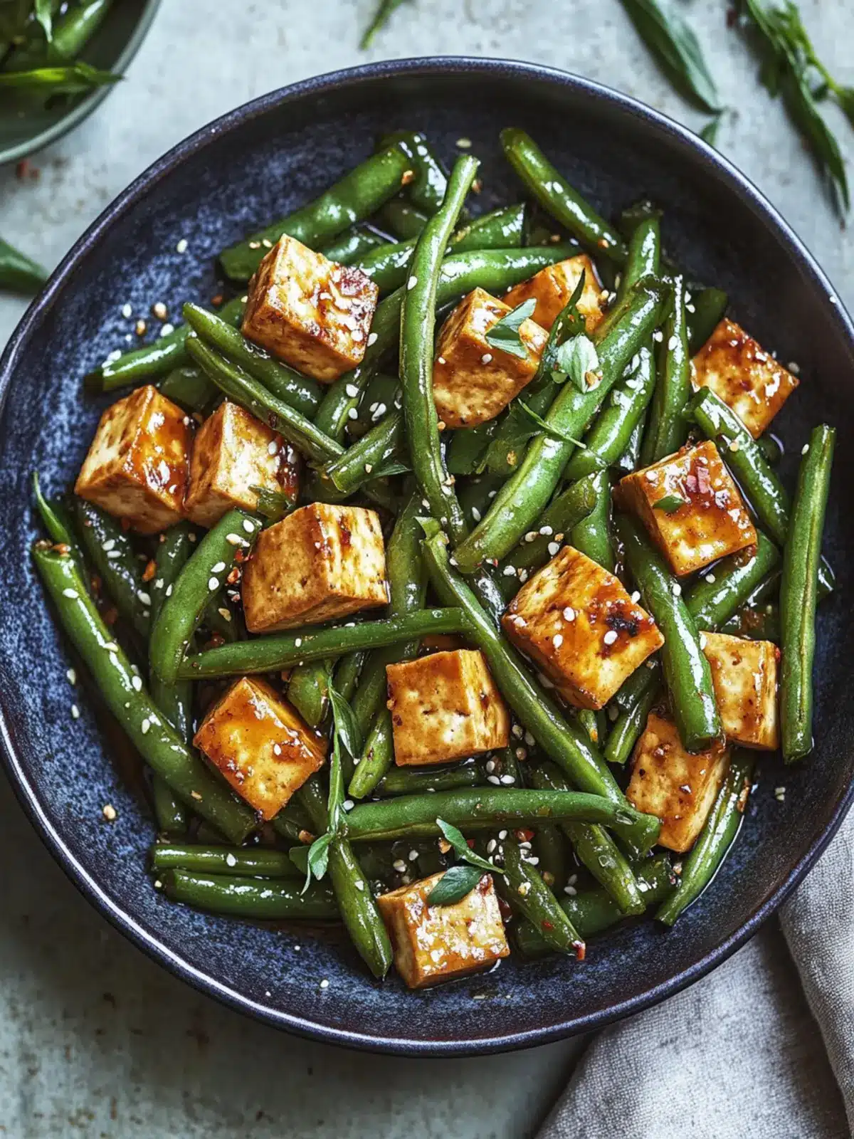 Garlicky Green Beans and Tofu