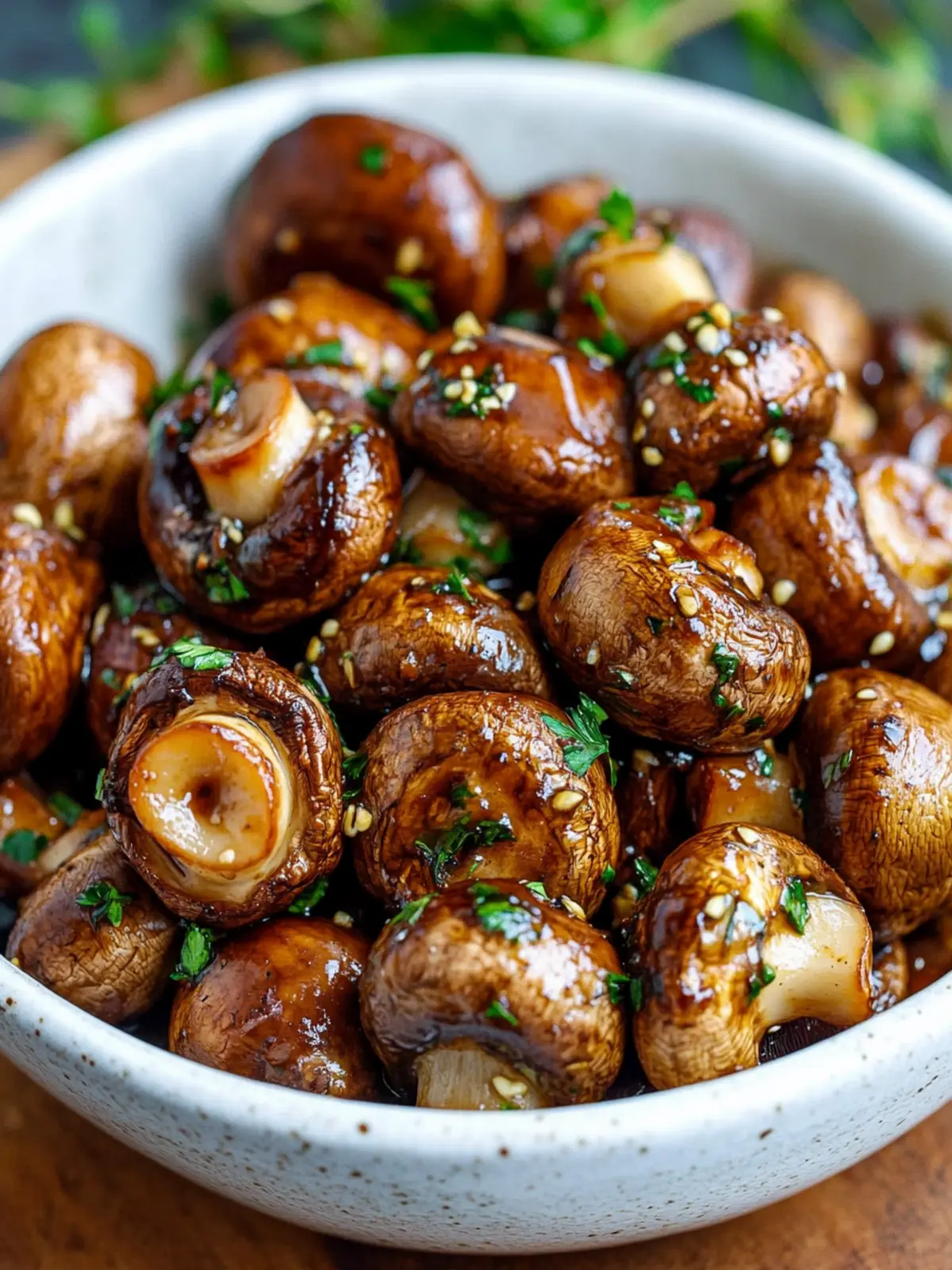 Balsamic Soy Roasted Garlic Mushrooms