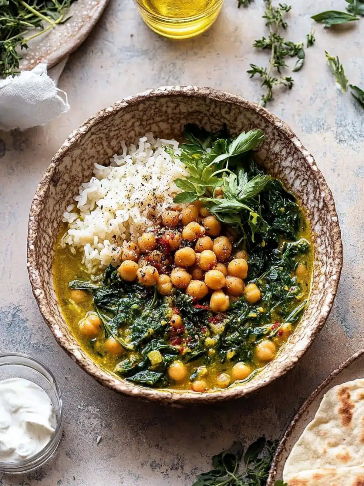 Herb and Chickpea Stew with Rice