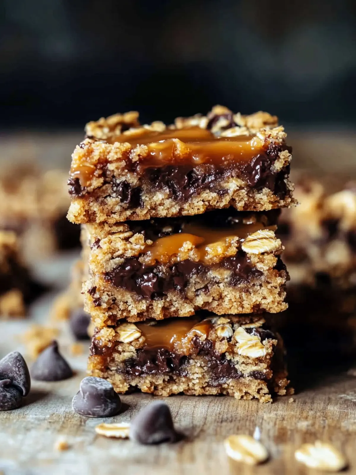 Salted Caramel Chocolate Chip Oat Cookie Bars