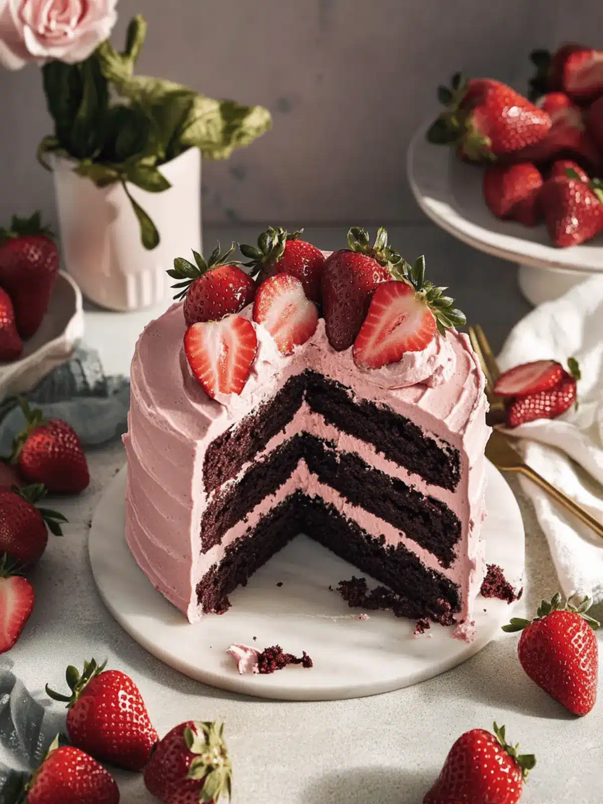 Decadent Strawberry Chocolate Cake for Sweet Celebrations 3 Strawberry Chocolate Cake