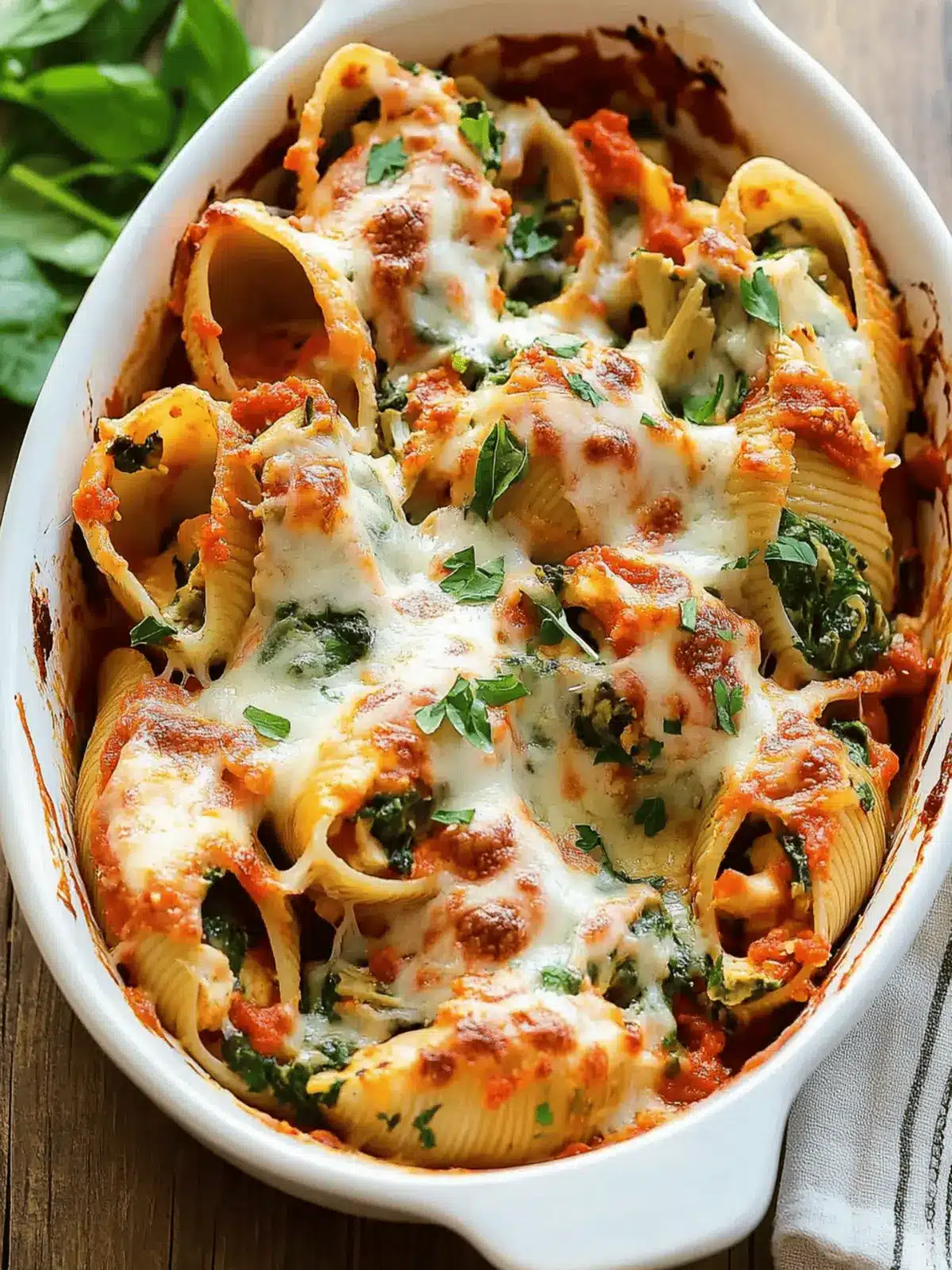 Chicken Spinach Artichoke Stuffed Shells