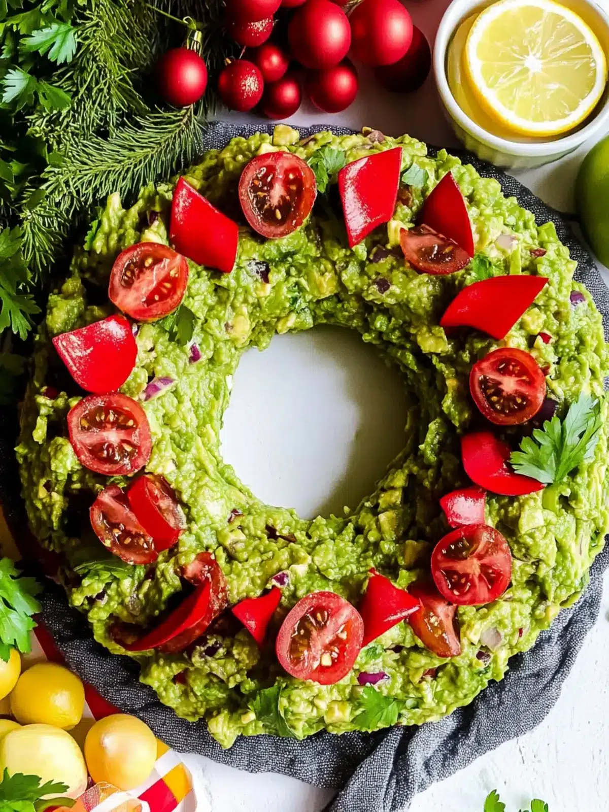 Christmas Guacamole Wreath Appetizer