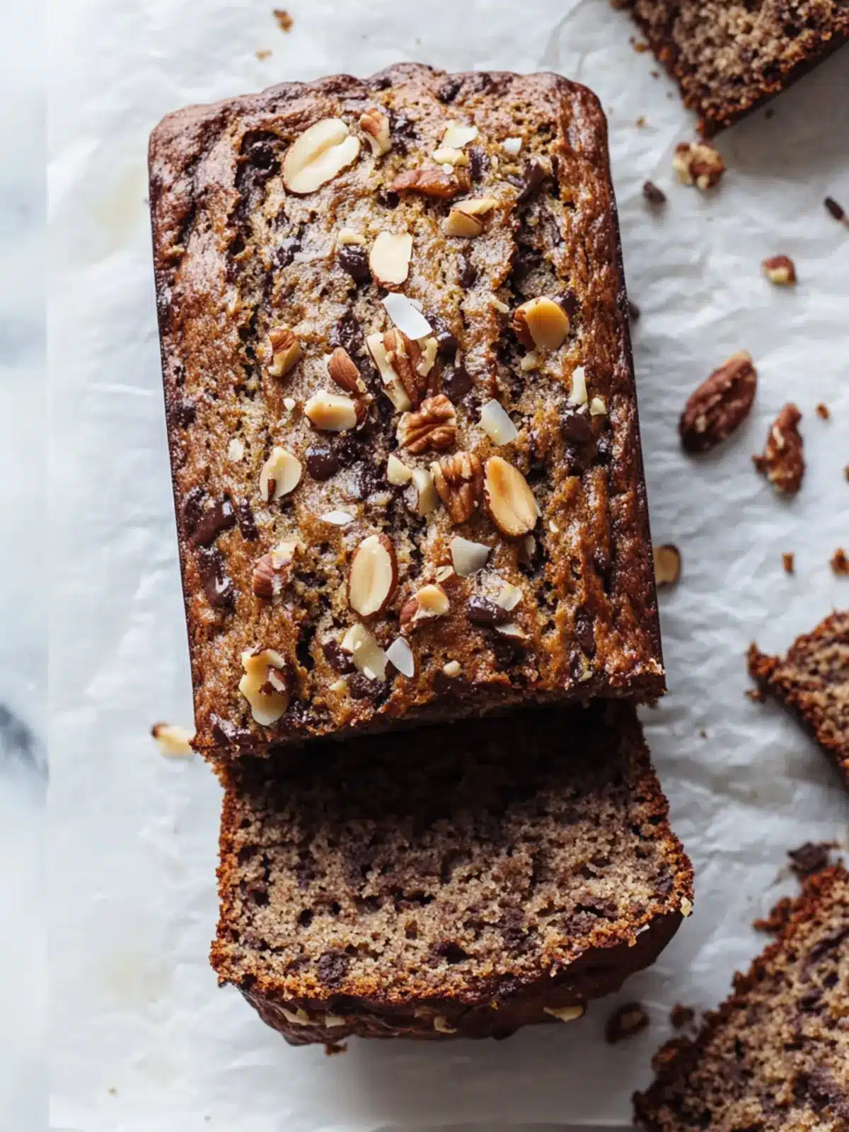 Chocolate Coconut Walnut Banana Bread