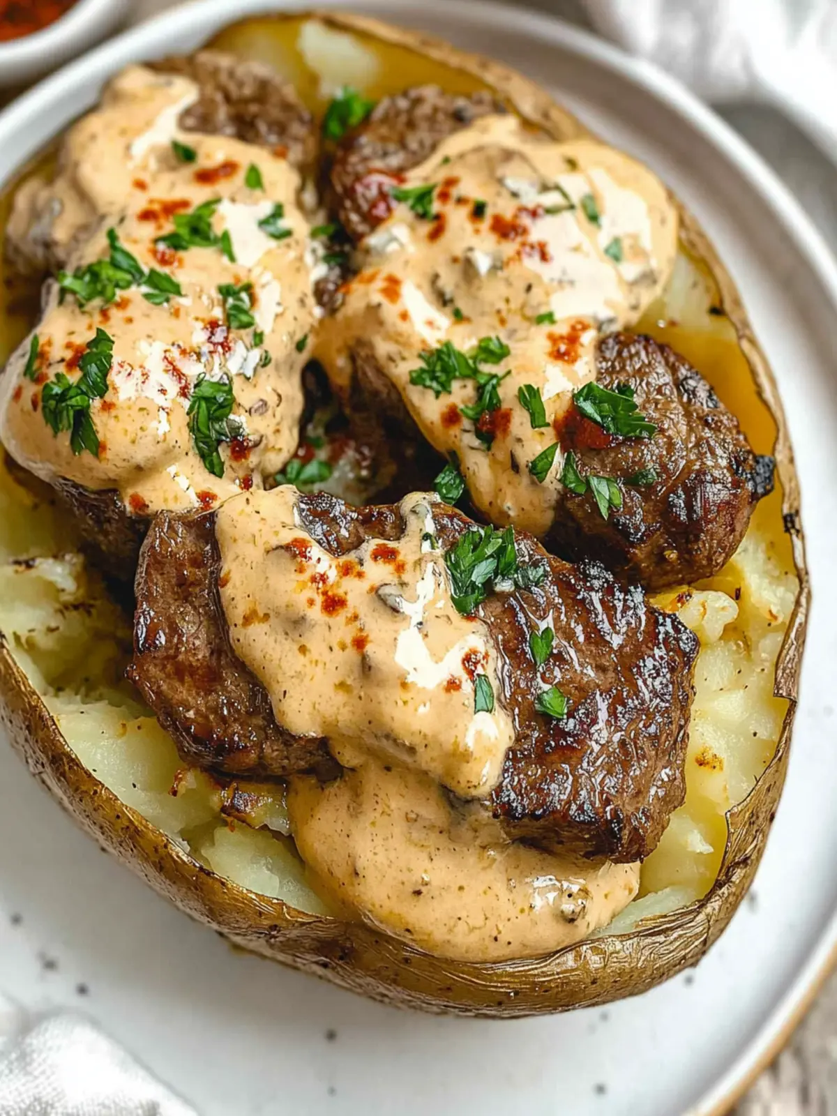 Loaded Baked Potato with Steak Bites