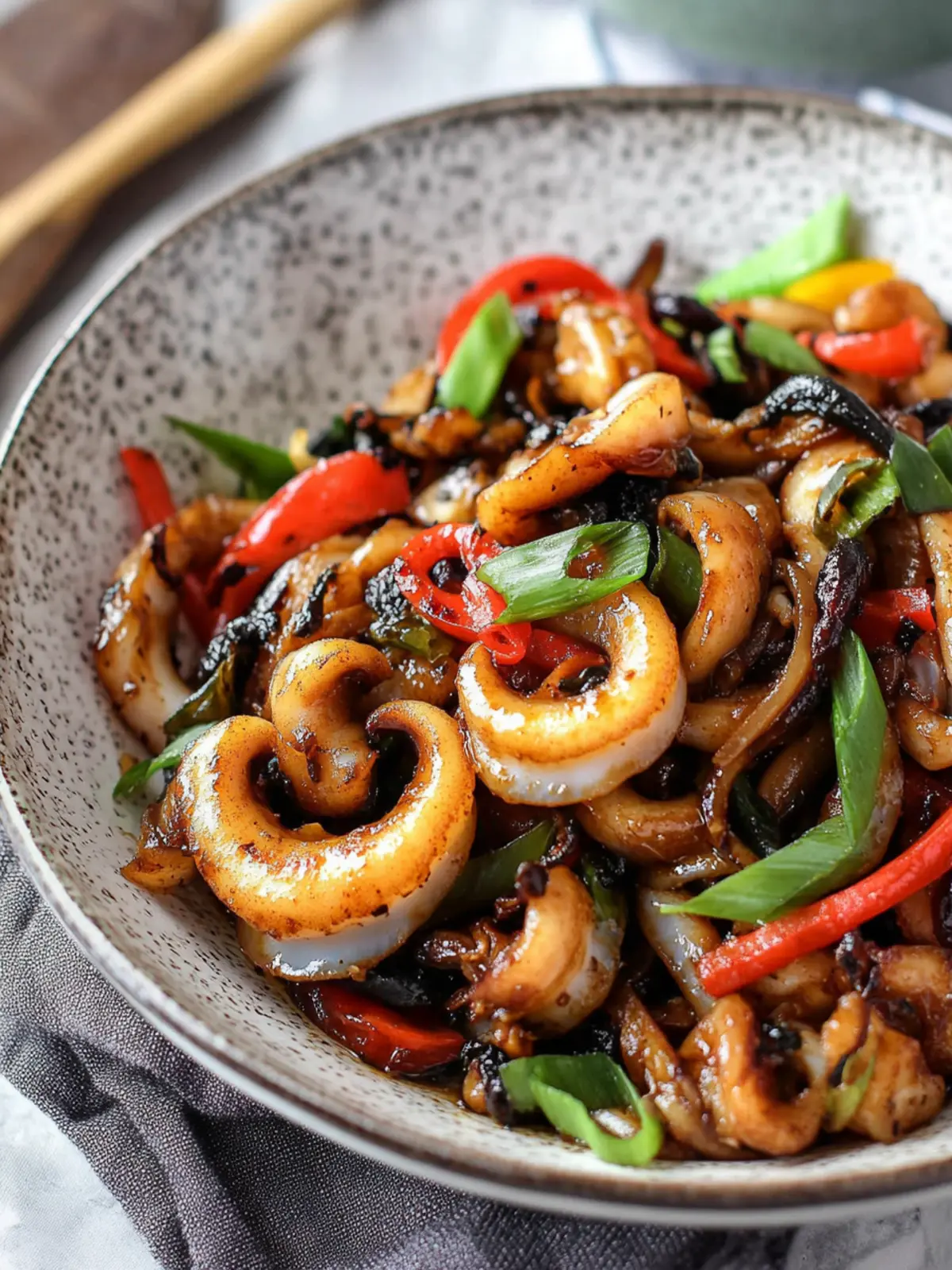 Stir-Fried Squid with Black Bean Sauce