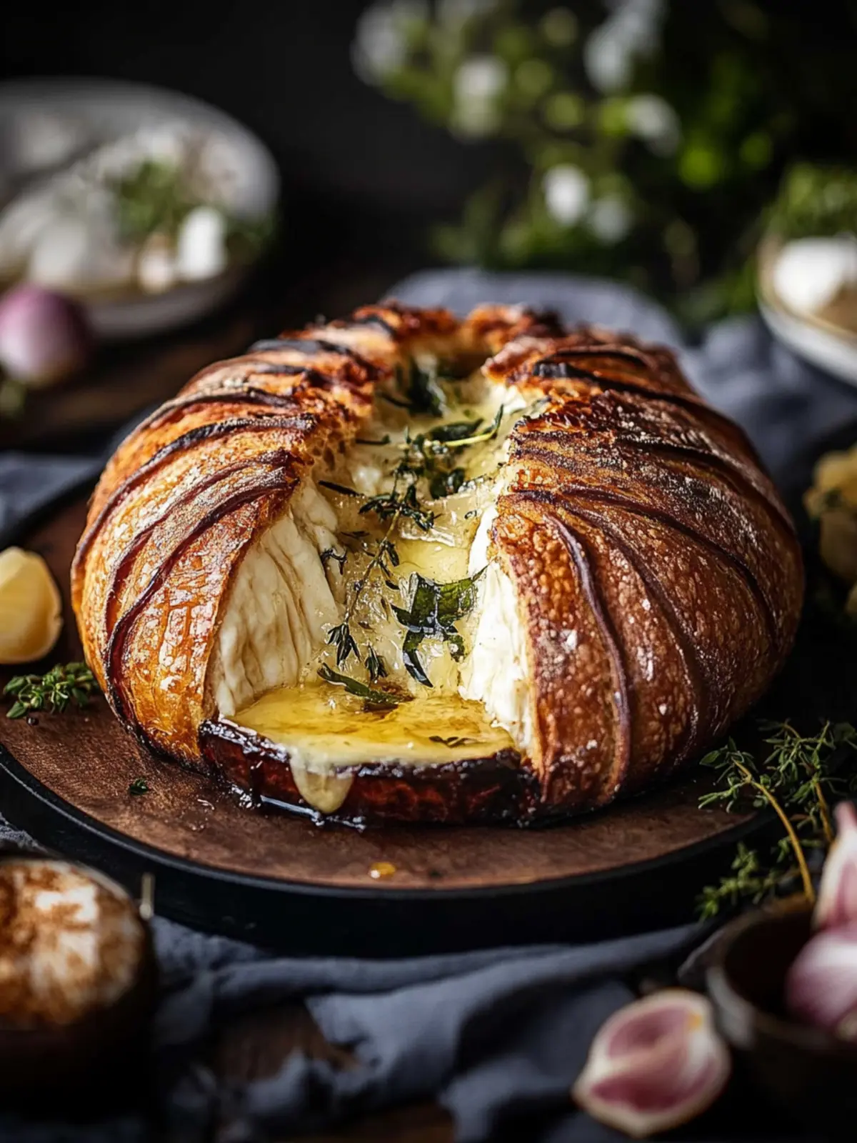 Baked hot maple Camembert sourdough