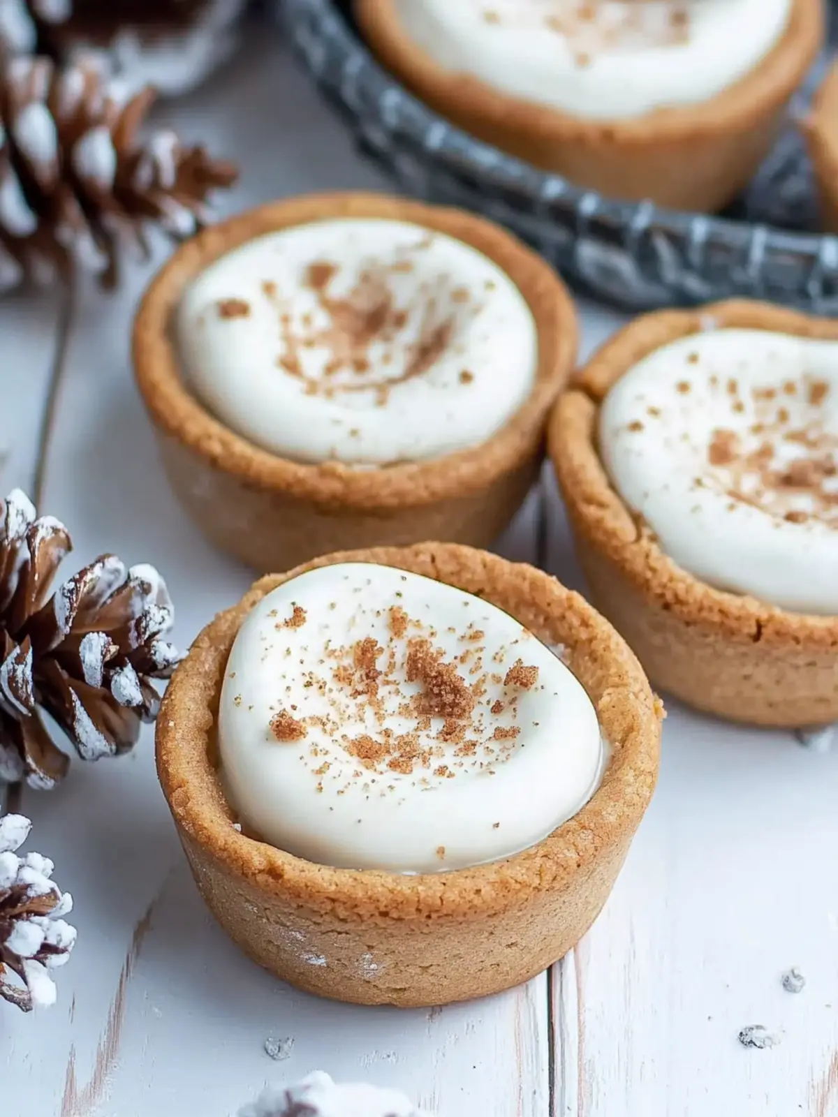 Eggnog Cheesecake Cookie Cups