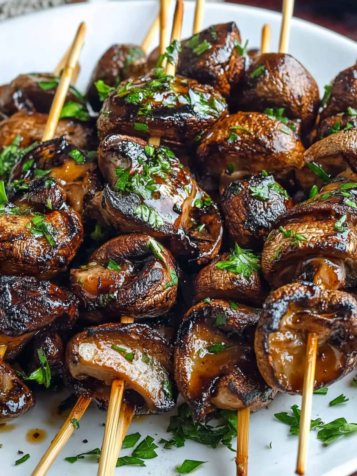 Balsamic Garlic Grilled Mushroom Skewers