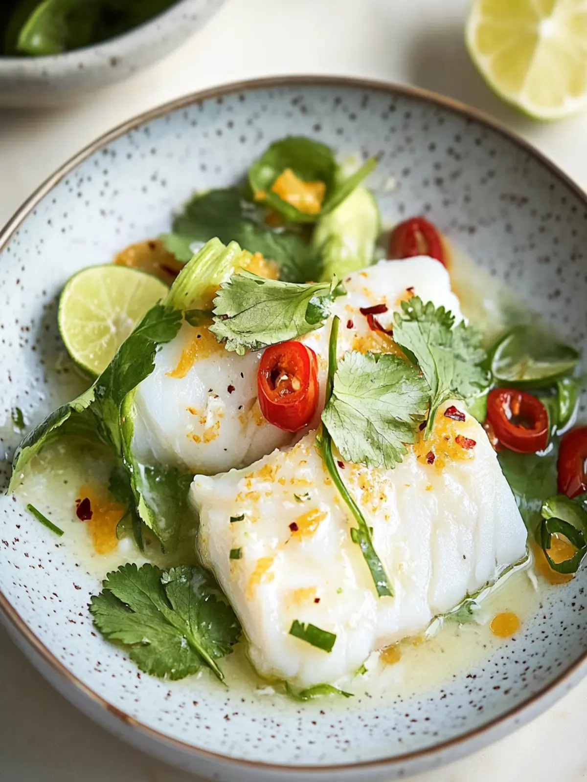 Coconut Poached Cod with Ginger and Lime