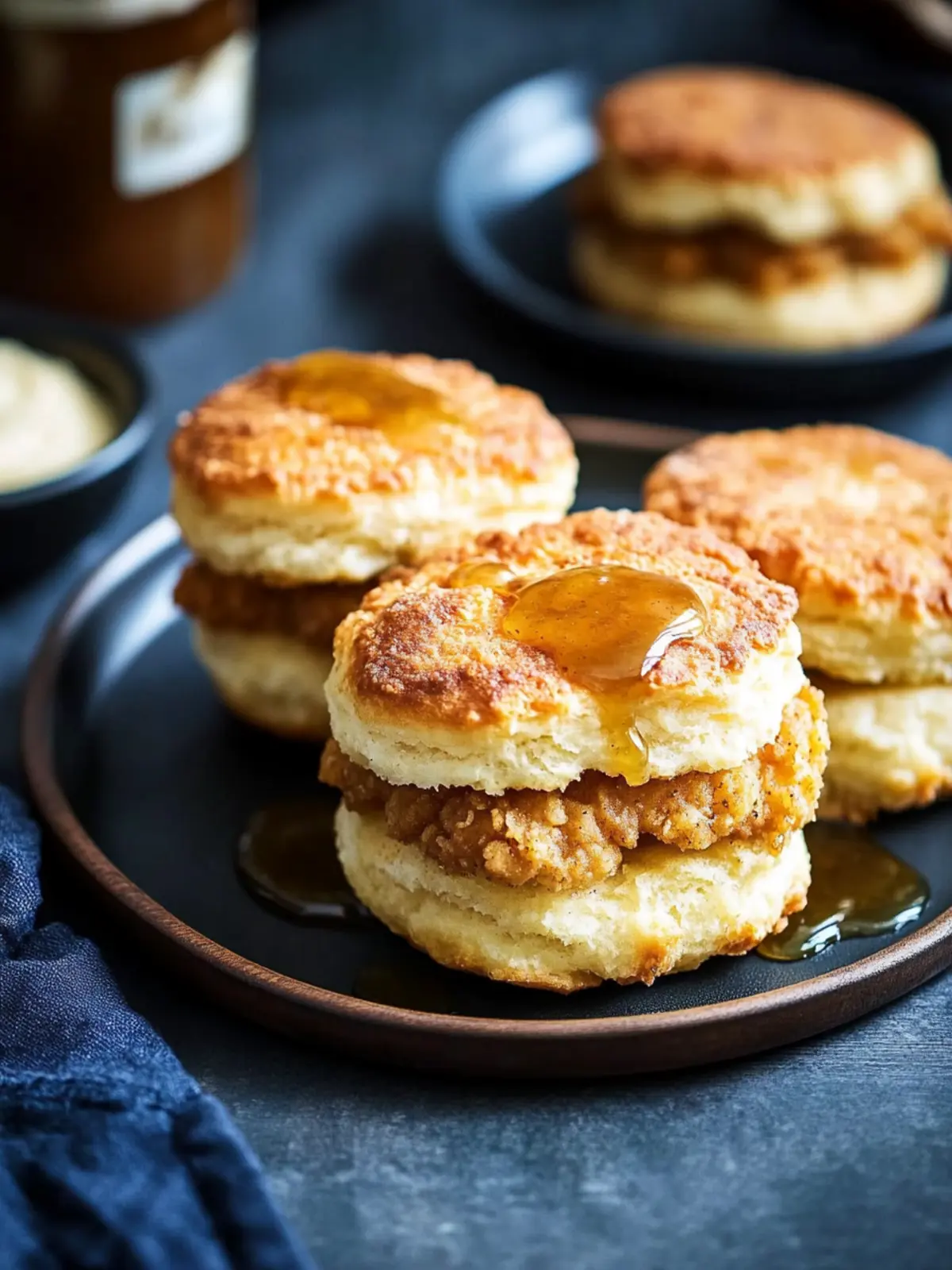Crispy Chicken Biscuit with Honey Butter Sauce