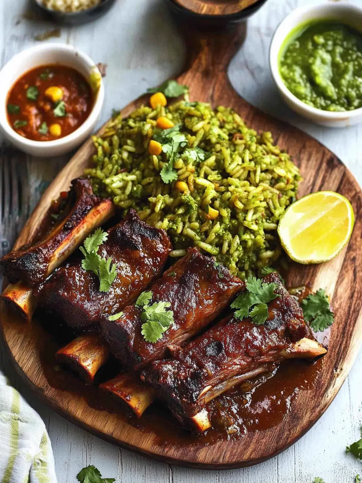 Fiery Fall Apart Mexican Beef Ribs with Green Mexican Rice