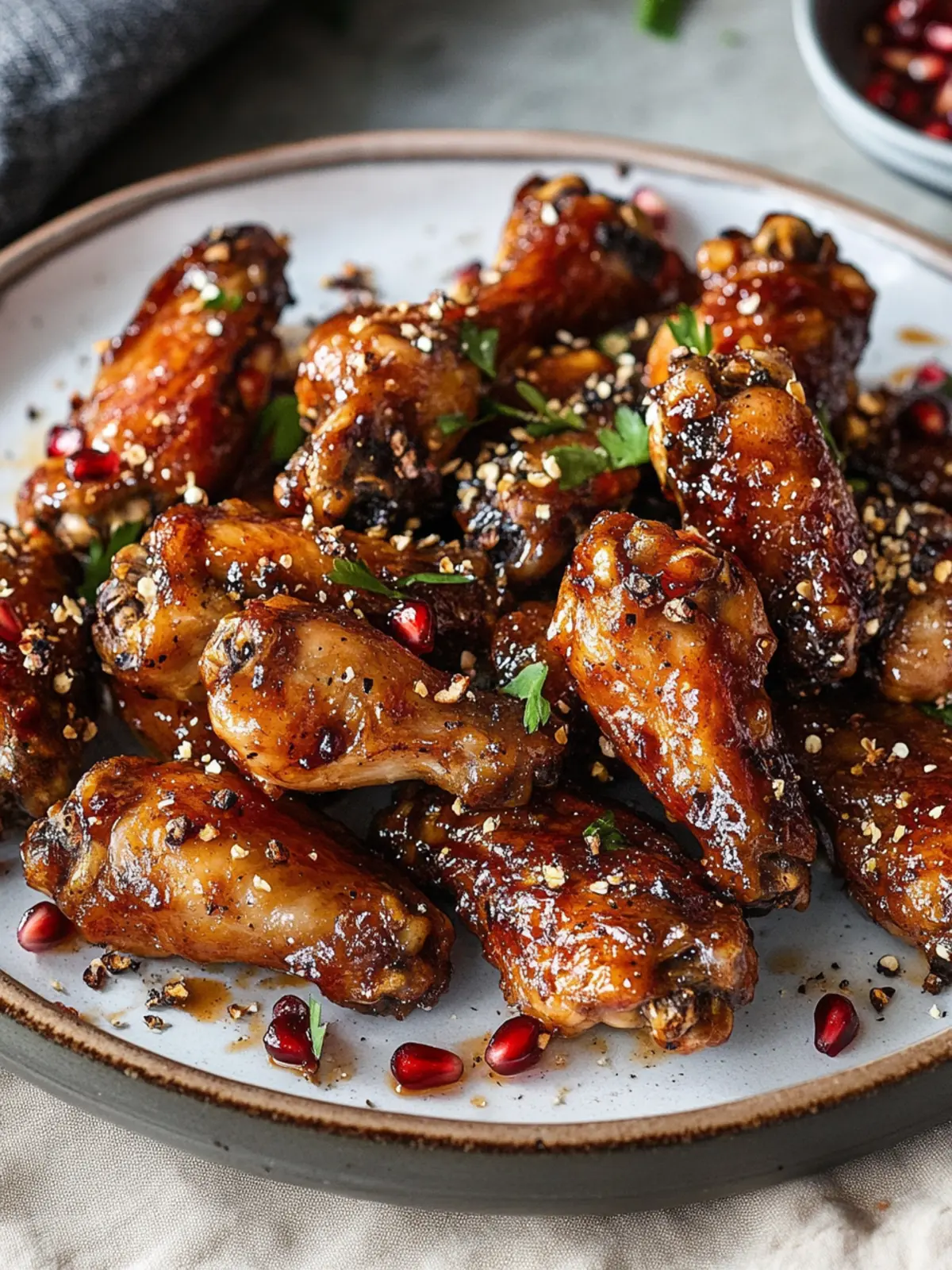 Sticky Pomegranate & Black Pepper Chicken Wings
