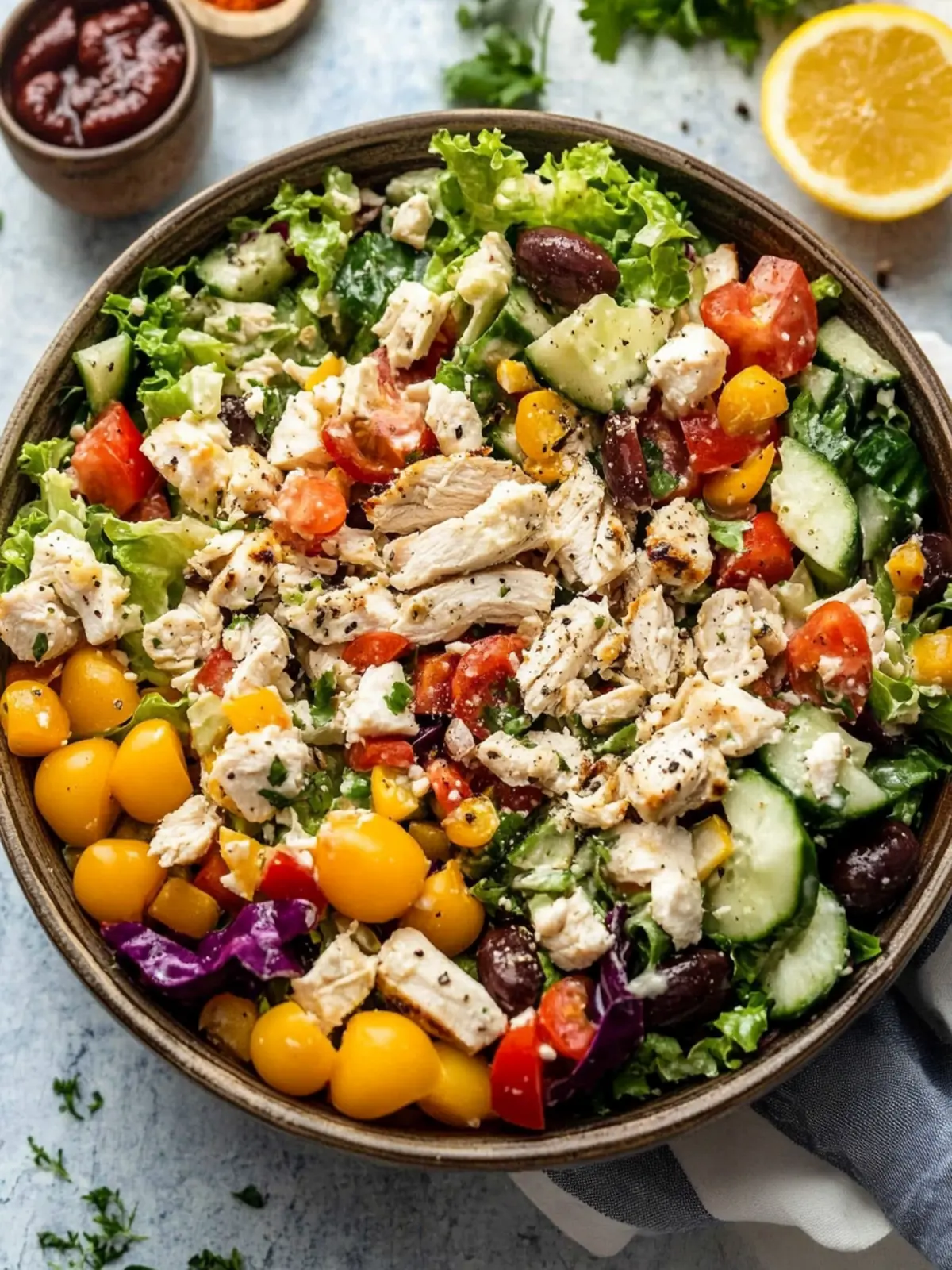 Chopped Mediterranean Salad With Chicken