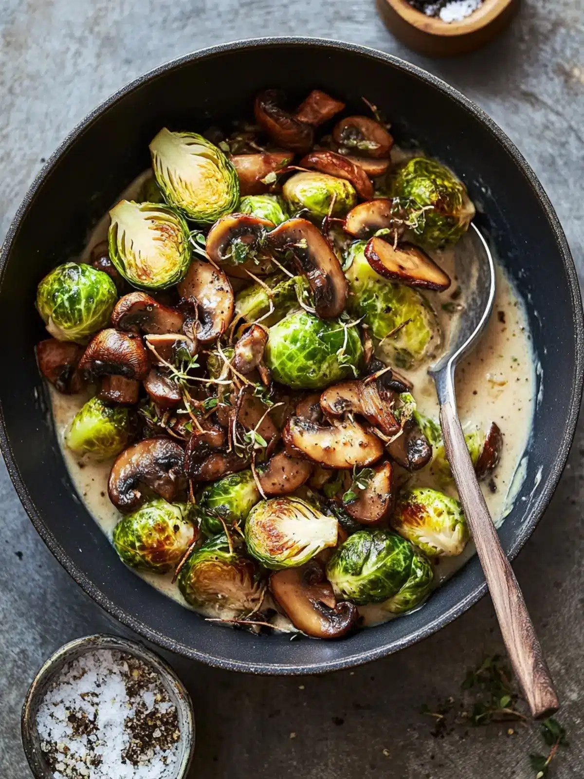 Creamy Brussels Sprouts with Wild Mushrooms