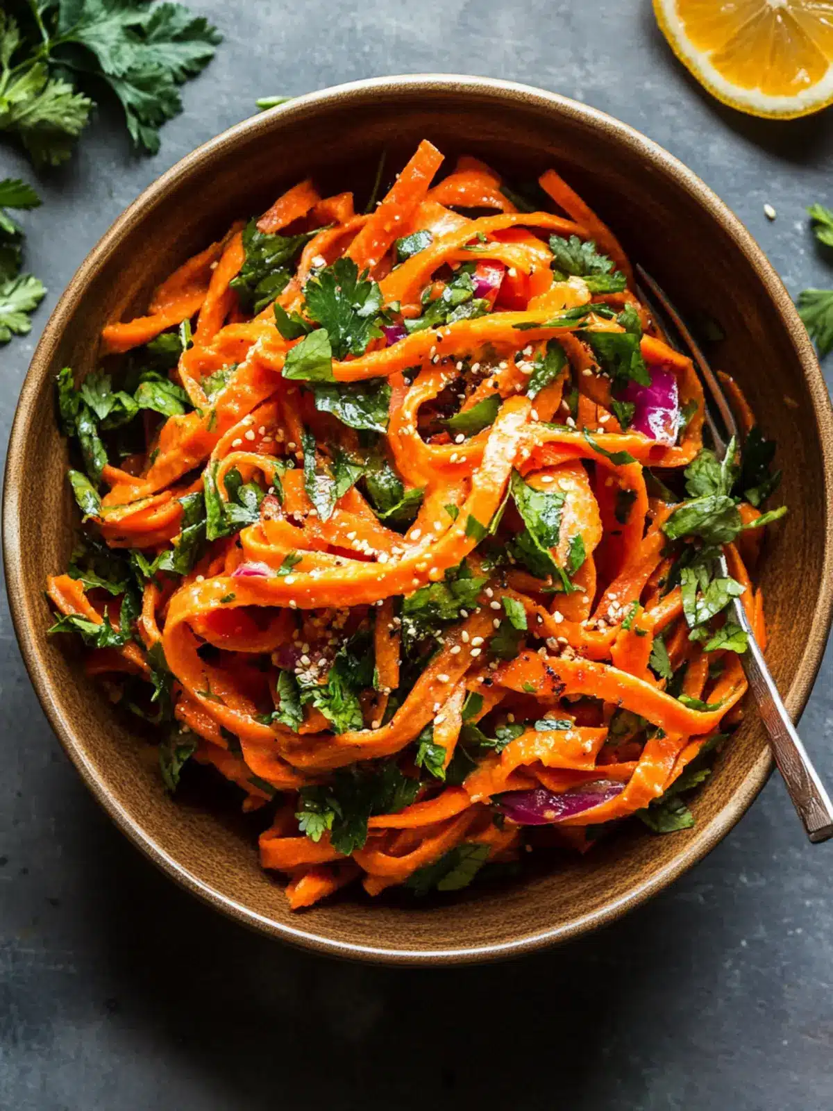 Carrot Salad with Citrus Miso-Ginger Dressing