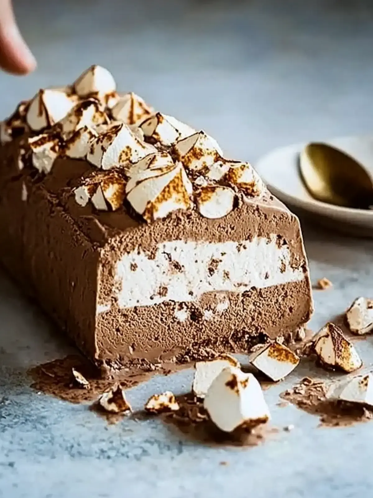 Chocolate and hazelnut meringue semifreddo