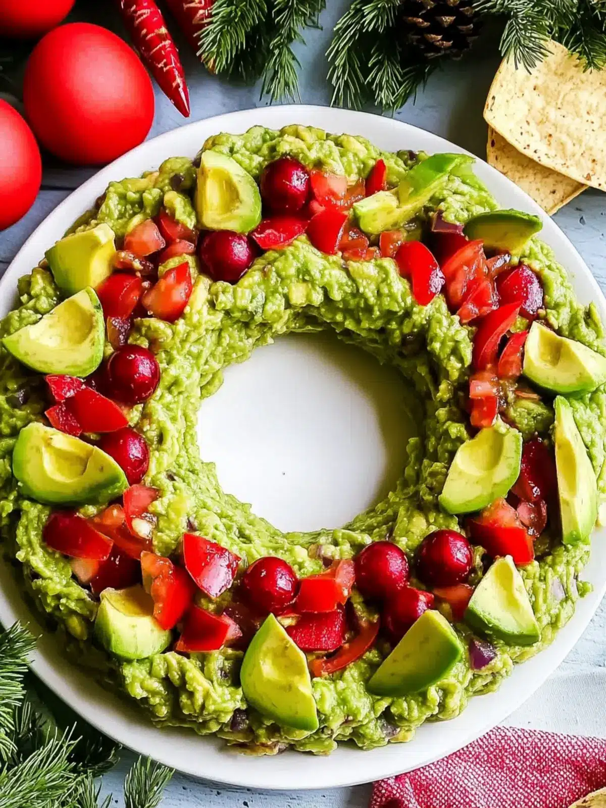 Christmas Guacamole Wreath Appetizer