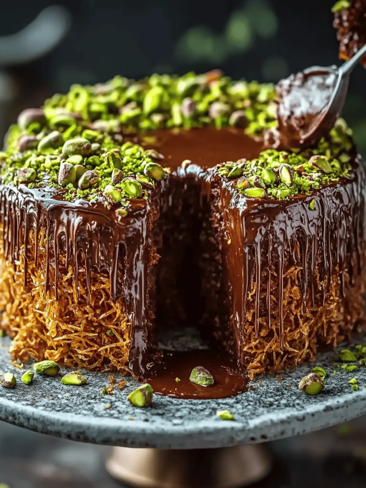 Indulge in Decadent Chocolate Pistachio Kataifi Cake Today 4 Chocolate Pistachio Kataifi Cake