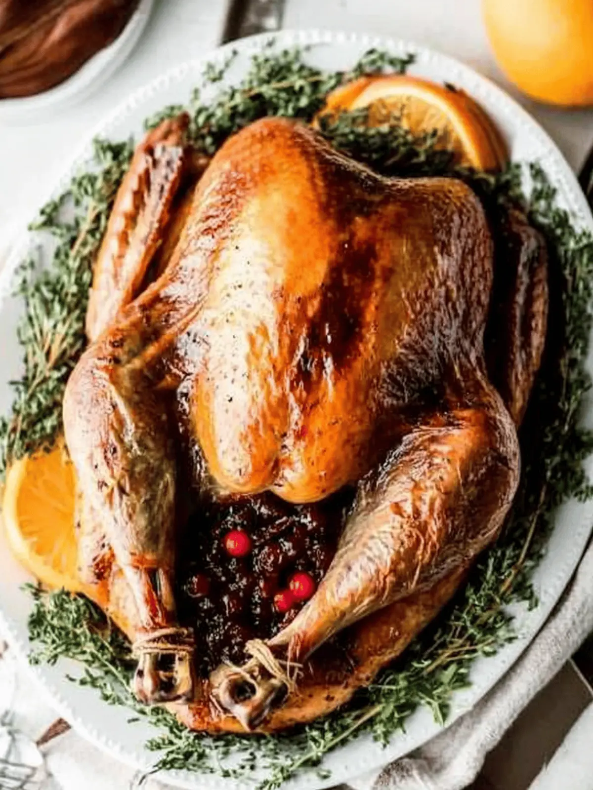 Classic Roast Turkey with Herb Butter and Cranberry Sauce