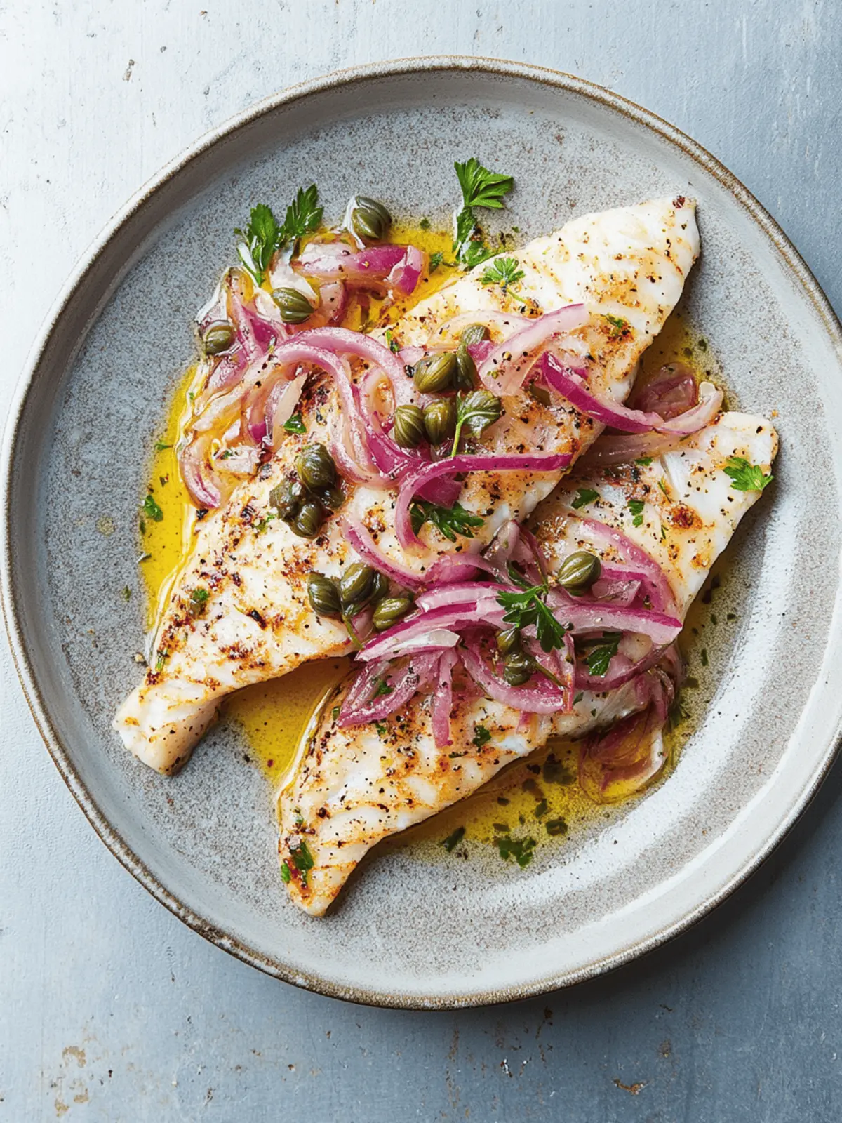 Grilled Fish with Caper and Red Onion Dressing