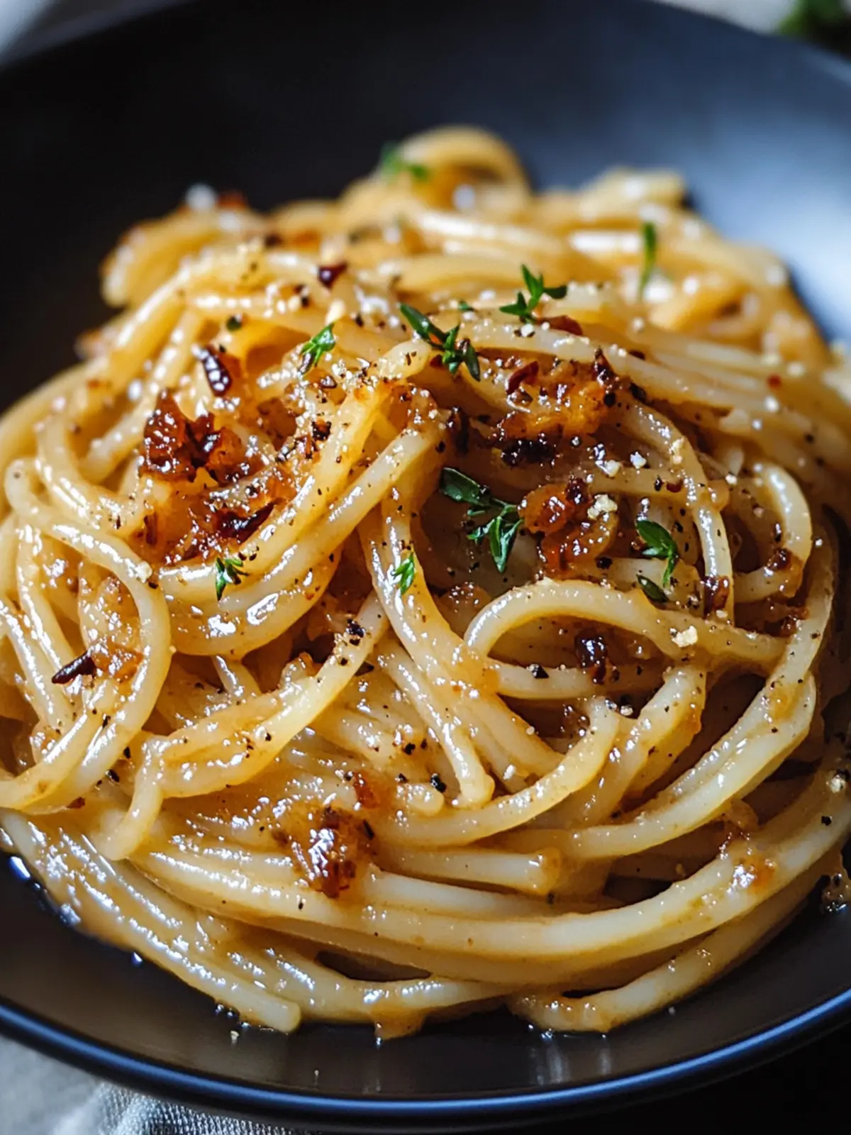 Caramelized Onion Pasta with Chili Oil