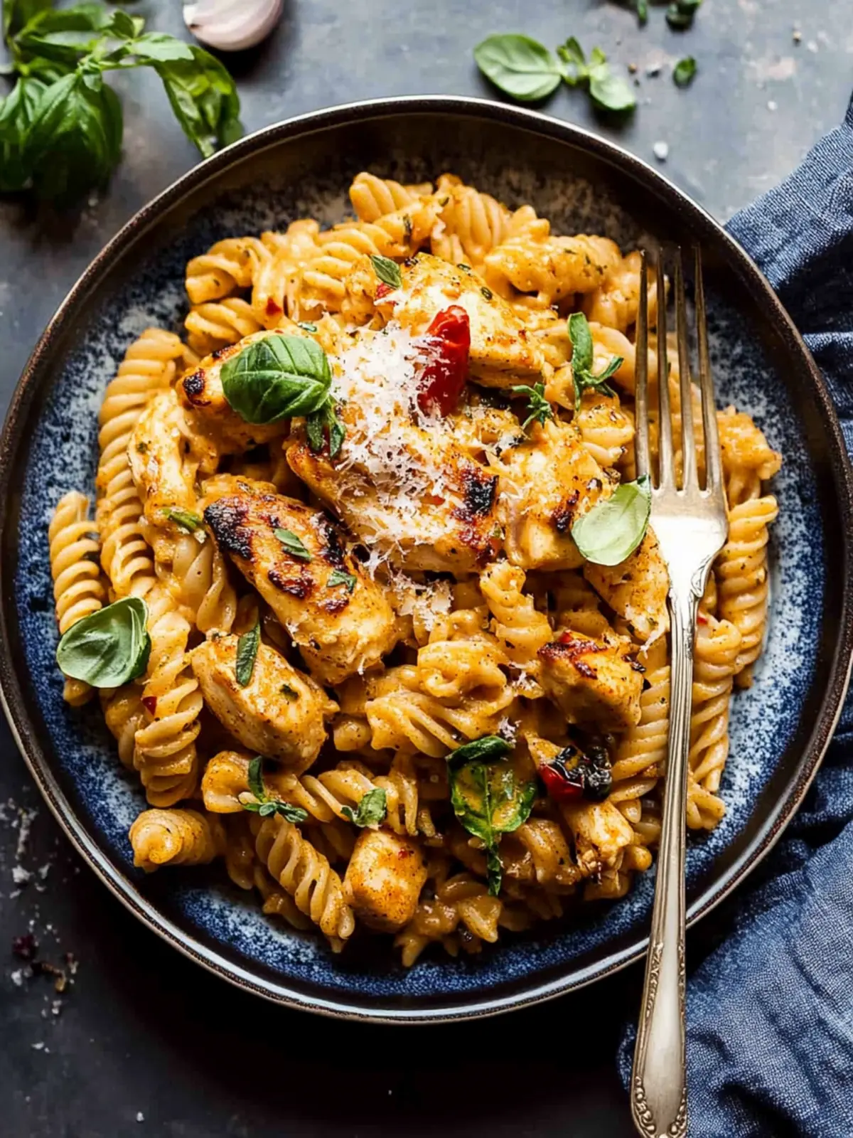 Lighter Creamy Cajun Chicken Pasta