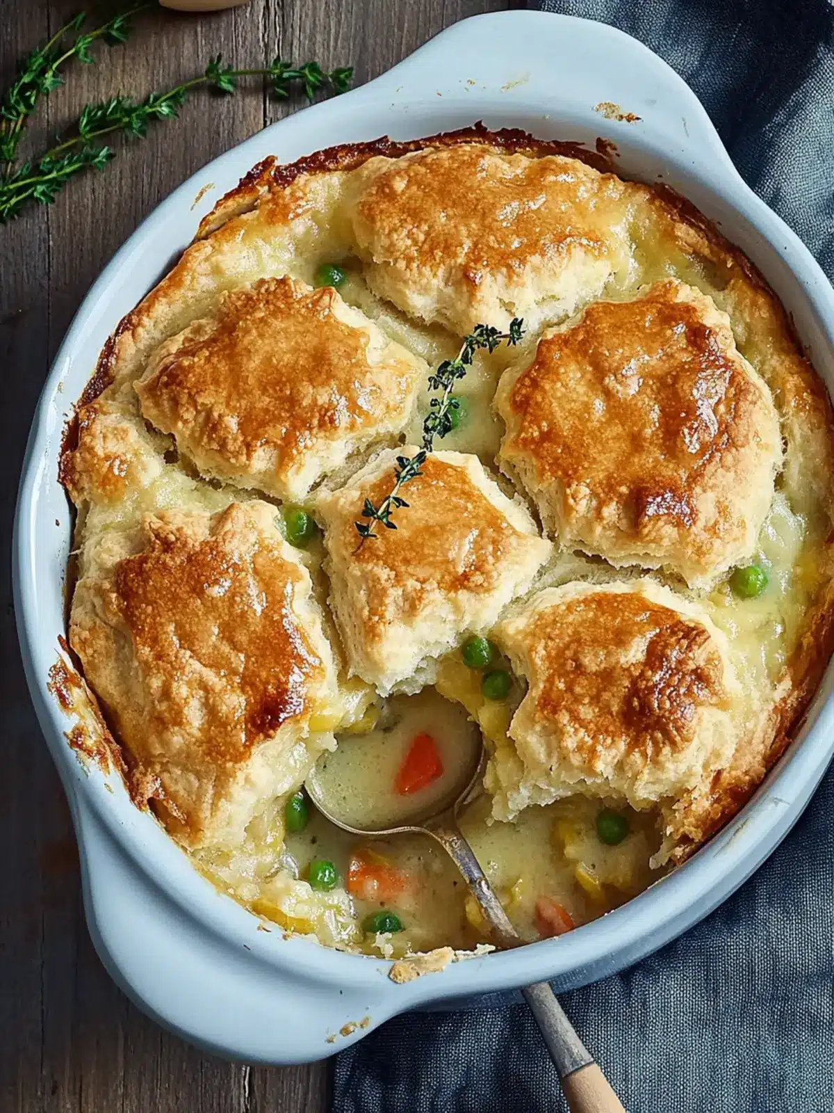 Savory Breakfast Pot Pie with Honey Butter Biscuit
